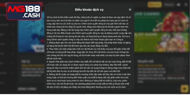 Điều kiện đăng ký Mg188