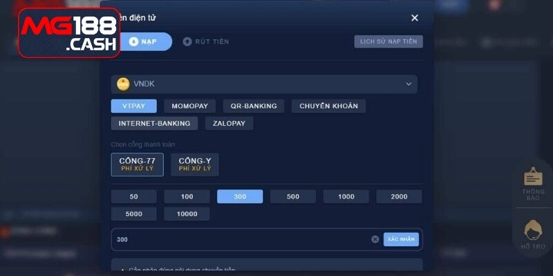 Quy trình nạp tiền MG188 nhanh chóng nhất